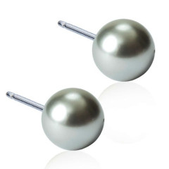 Blomdahl Uhani Swarovski perla svetlo siva 6mm