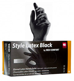 STYLE BLACK Lateks rokavice, brez smukca, črne M